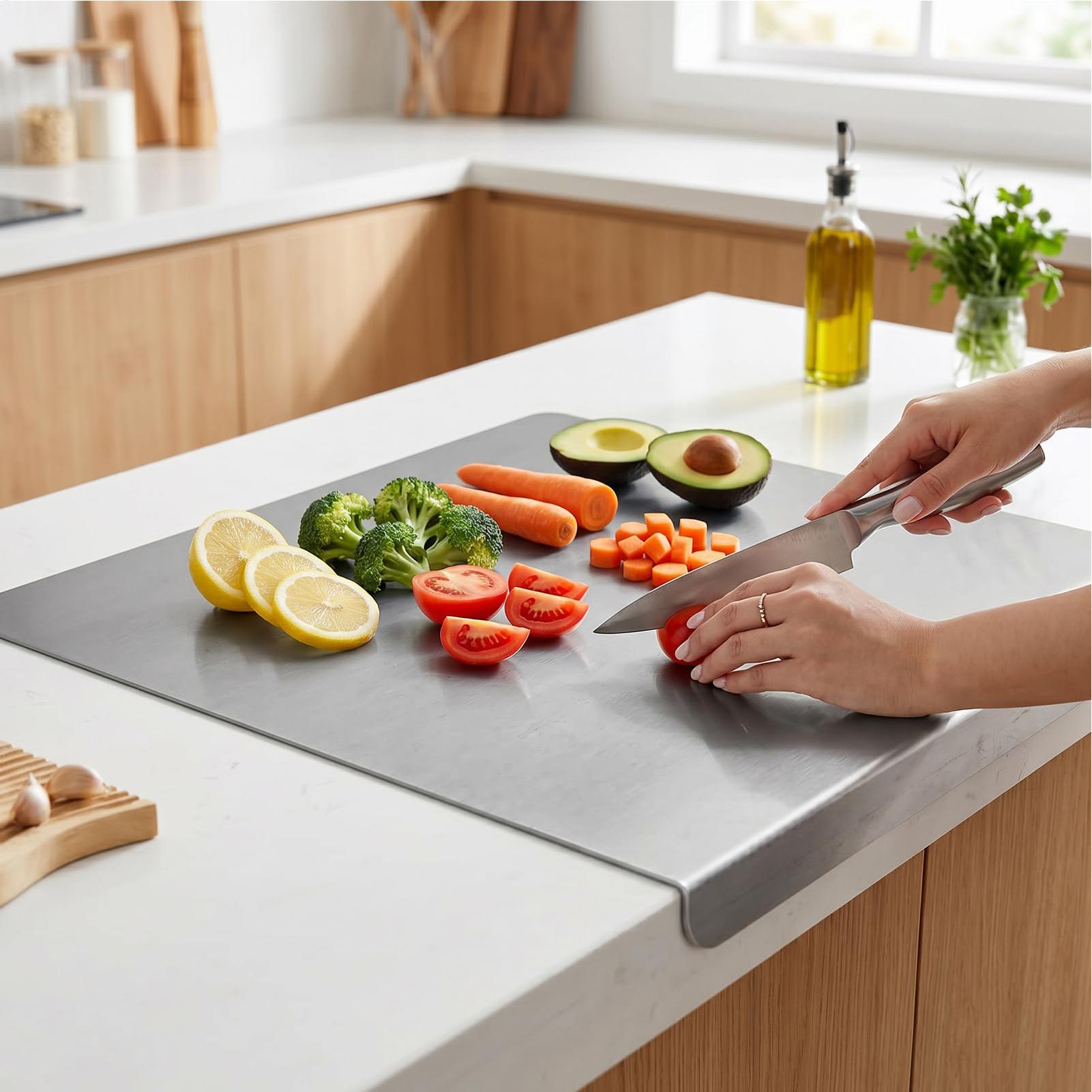 Meal Prep Cutting - Non Slip Stainless Steel Cutting Board