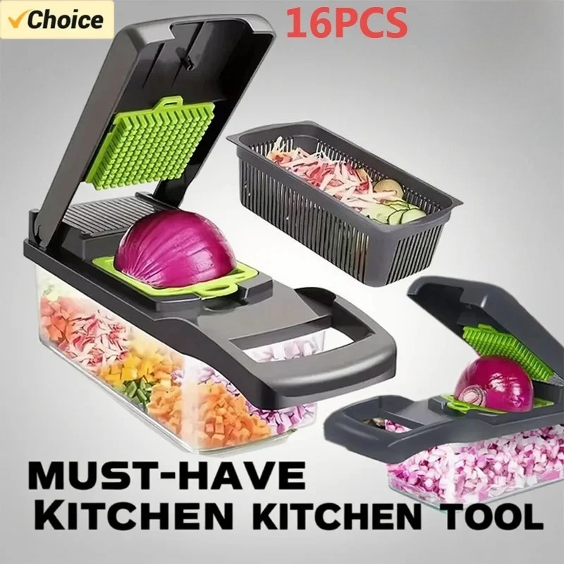 Meal Prep With Potatoes - 16pcs Fruit Vegetable Onion Chopper Slicer