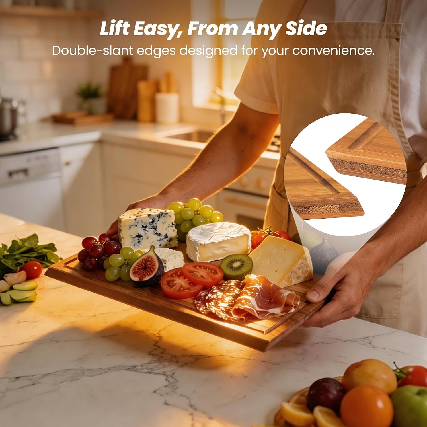 Bamboo Cutting Board Set With  - đánh giá và giá Meal Prep Cutting